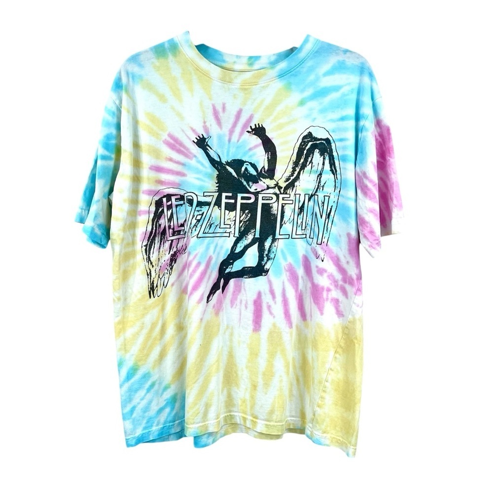Led Zeppelin Spiral Pastel Boho Tie Dye Graphic Tee T-shirt